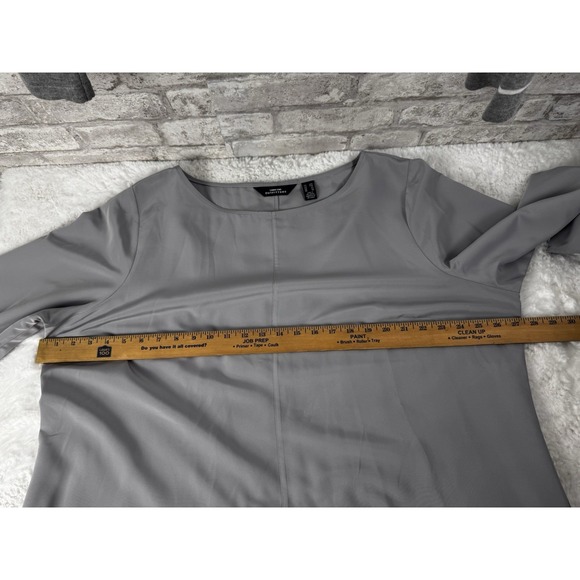 Lands End Gray Blouse Tie 3/4 Sleeve Office Career Lightweight Plus Size 22W - Picture 4 of 12